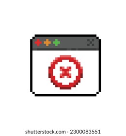 red circle prohibited page in pixel art style