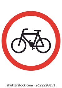 The red circle is a prohibition indicator, and the bicycle graphic shows that bicycles are not permitted beyond this point.