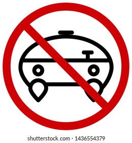 red circle prohibition signs for no parking icons ,car of the future or cartoon ,Editable stroke ,Vector Illustration