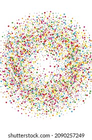 Ilustración aleatoria del círculo rojo. Fondo festivo de puntos. Ronda de Bodas Naranjas. Textura de confetti en el lado azul.