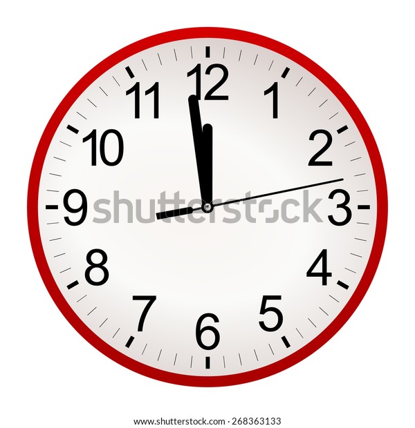 レトロな赤い丸の壁掛け時計で 黒い手と数字が付き 残り1分から12時間 白い背景に11 59 23 59のタイムベクターアート画像イラスト リアルな デザインeps10 のベクター画像素材 ロイヤリティフリー