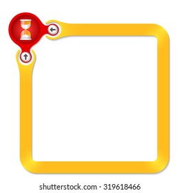 Red circle with sand glass with yellow frame for your text