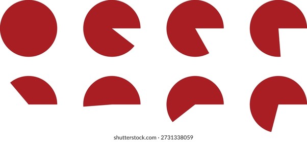 Red circle segments and arcs on white background shape