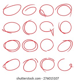 red circle set, highlight elements, marker line set