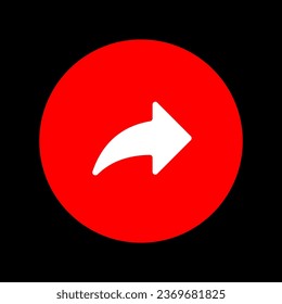 Red circle share button, social media overlay element