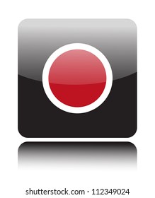 Red circle sign on black button (Notifications icon)