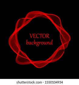 Red circle of smoke on dark background. Abstract stylish frame.