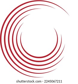 Red circle speed lines isolated. Abstract speed lines in circle form, vector. For geometric art, elements design, logo, print materials and placard template. Abstract speed lines circles background