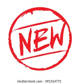 Red Circle Stamp and sign NEW. Vector Icon