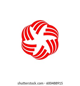 Red Circle Star Flower Logo Template Illustration Design. Vector EPS 10.