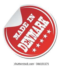 red circle sticker "made in Denmark"