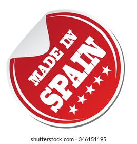 red circle sticker "made in Spain"