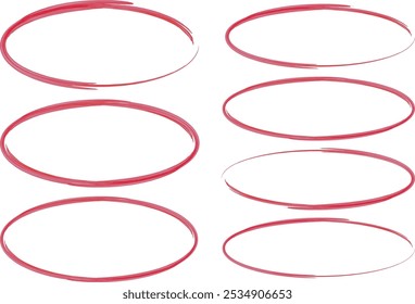 red circle stroke doodle ellipses vector