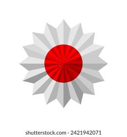 Red circle sun on white sixteen pointed star flag japanese style icon vector design