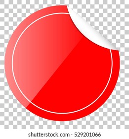 Red Circle Tag or label with Curl Effect, at transparent effect background