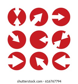 red circle with white arrow