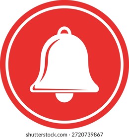 Círculo vermelho com sino branco e notificação de contorno branco