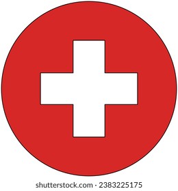 círculo rojo con cruz blanca en el interior, signo médico, signo de ilustración sanitaria, ilustración vectorial