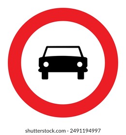 red circle with white and silhouette of a car and a motorcycle