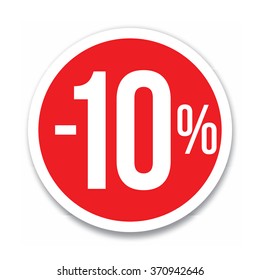 red circled discount (-10%) on white background