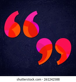 Red Circled Quotation Marks. Blue Grunge Background Texture