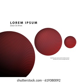 Red Circles with 3d Effect Curve Lines in Modern Graphic/Design Elements with Clean Minimal Style White Background