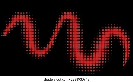 Rote Kreise, Punkte auf schwarzem Hintergrund, Halbton. Disco. Minimalismus, Vektorgrafik. Hintergrund für Poster, Websites, Visitenkarten, Postkarten, Innenausstattung.