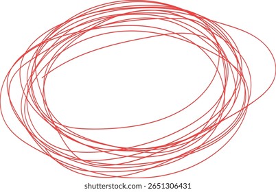 Red circles form a captivating abstract pattern, perfect for design elements, emphasizing movement and chaotic structure with a clean white backdrop.