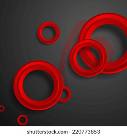 Red circles on black background. Vector design