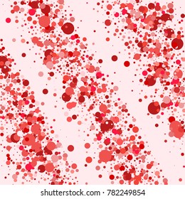Red circles on a pink background. Beautiful bright background. A frame of circles. Placer from the circles. Dots. Vector illustration.