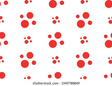 Red circles on a white background. Seamless texture. For gift paper and fabrics.