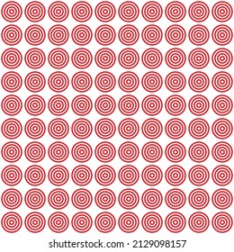 Rote Kreise auf weißem Hintergrund. Circle Muster auf weißem Hintergrund. Polka Punktmuster. Maze Kreise abstrakt.