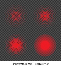 Red circles of pain. Circles indicating body pain.