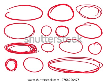 Red Circles Vector Illustration Sketch Marker circle set