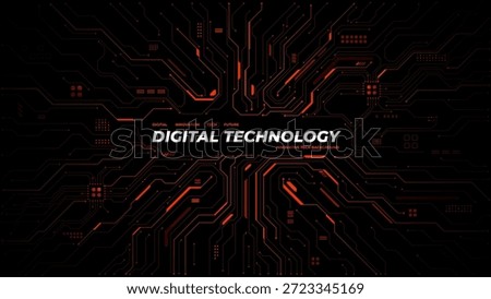 Red circuit board background with central text space. Digital tech pattern showcasing electronic connections and futuristic design for modern presentations. Digital vector background