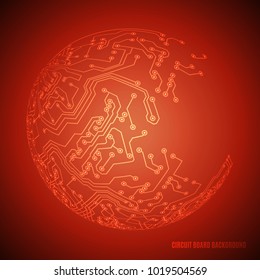 Red circuit board background. EPS10 vector