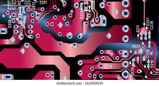 Red circuit board (PCB) with no components fit (Macro)
