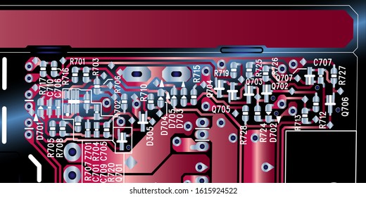 Red circuit board (PCB) with no components fit (Macro)