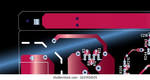 Red circuit board (PCB) with no components fit (Macro)