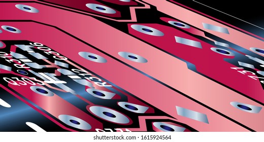 Red circuit board (PCB) with no components fit (Macro)