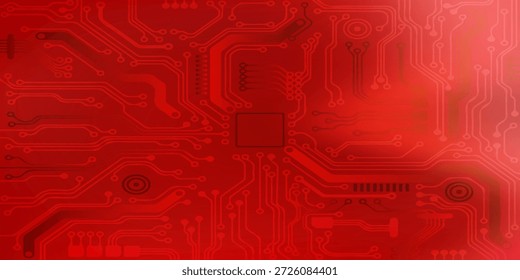 Plano de fundo da tecnologia da placa de circuito vermelho. Design moderno e criativo