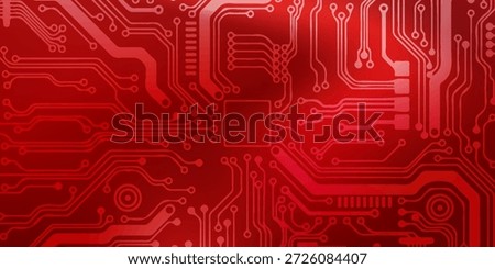 Red Circuit Board Technology Background. vector illustration