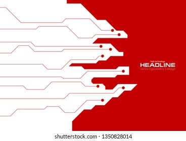Red circuit board technology sci-fi background. Vector design