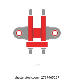 Interruptor rojo del disyuntor en un fondo gris con el espacio de la copia