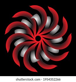 Red circular abstract flower illustration art