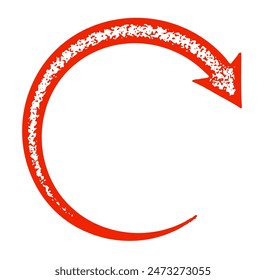 Ein roter Rundpfeil mit aufwändigen Strukturmustern, perfekt für verschiedene Designprojekte, Vektorillustration.