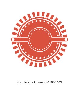 red circular art deco emblem