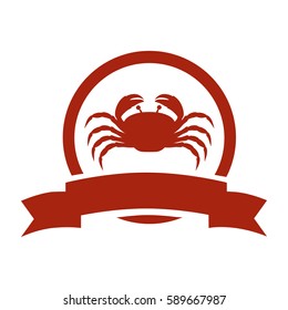 red circular border with crab and label vector illustration