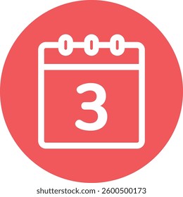 Red Circular Calendar Icon With Three