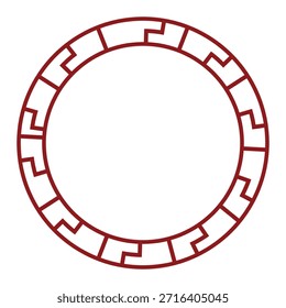 Marco chino circular rojo con patrones tradicionales, ideal para el diseño y la decoración de temática oriental.